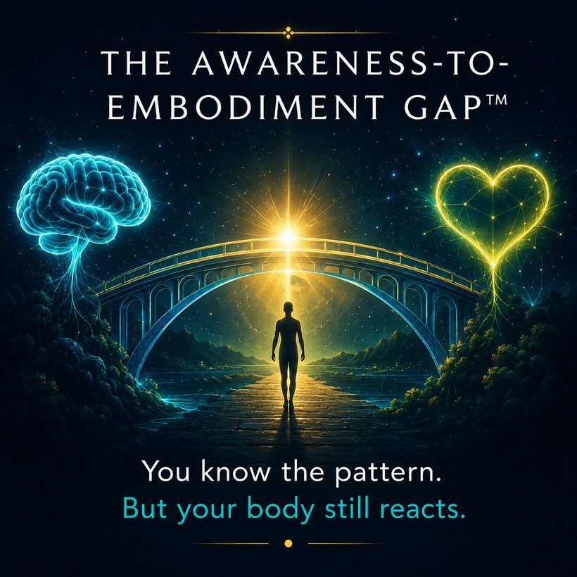 The awareness-to-embodiment gap: you know the pattern, but your body still reacts.